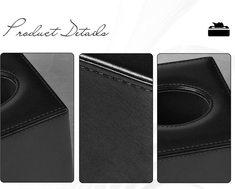 COLYLAN Tissue Box Cover Rectangular Tissue Box Holder for Bathroom (Black) - Image 4